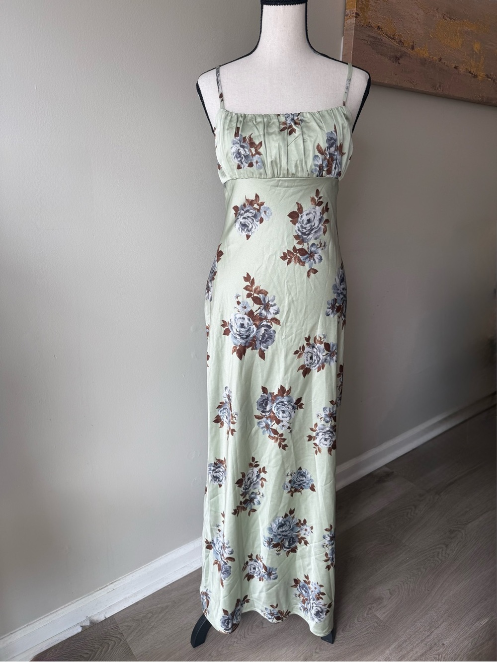 Thirty Thirty LA Floral Satin Maxi Dress – NWT Size Small